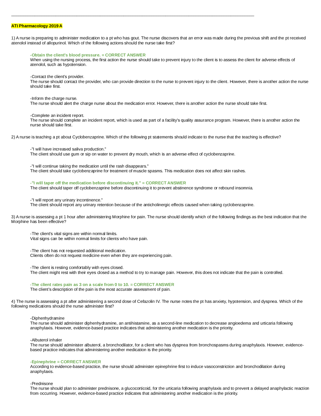 Preview image for ATI Pharmacology 2022 A STUDYGUIDE.